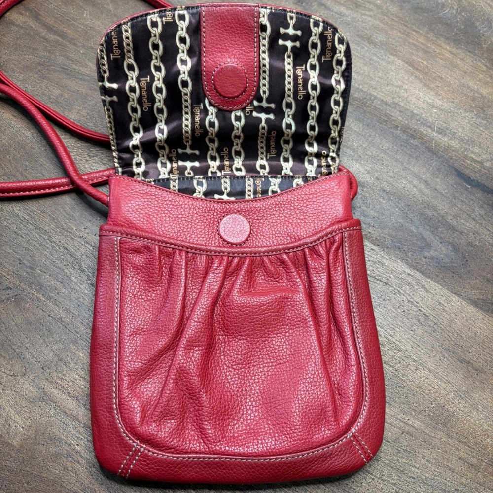 Tignanello Red Leather‎ Crossbody Bag Purse Y2K - Picture 7 of 13